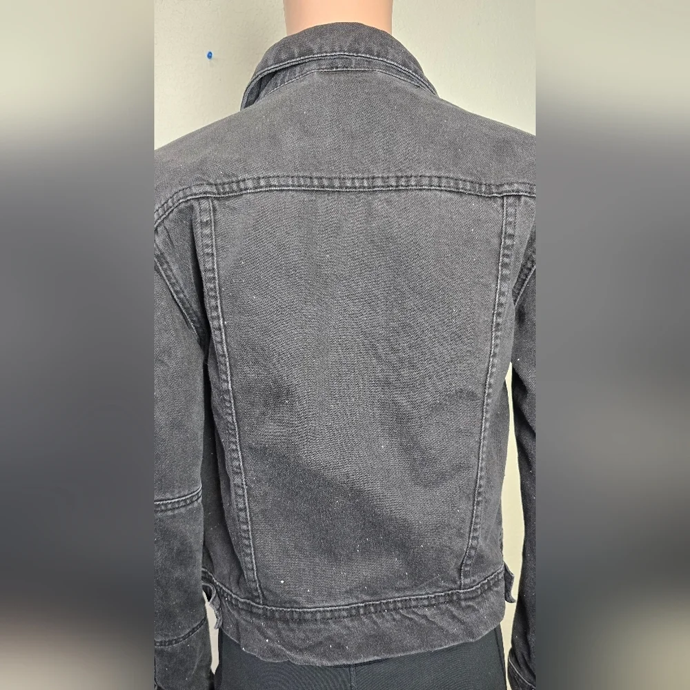 Free People Women’s Jean Jacket Rumors Denim in Washed Black Button Up Size XS - Picture 6 of 15